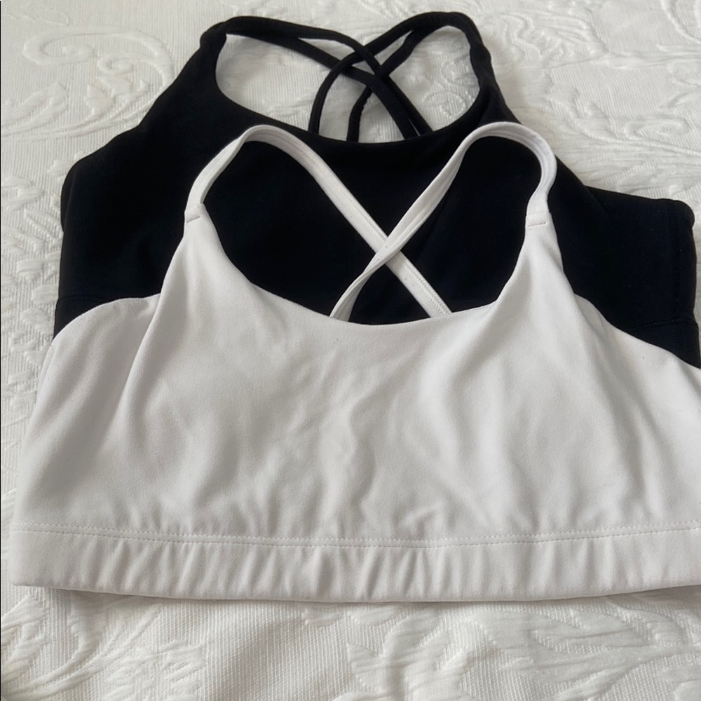Athleta Black and White Strappy Sports Bras